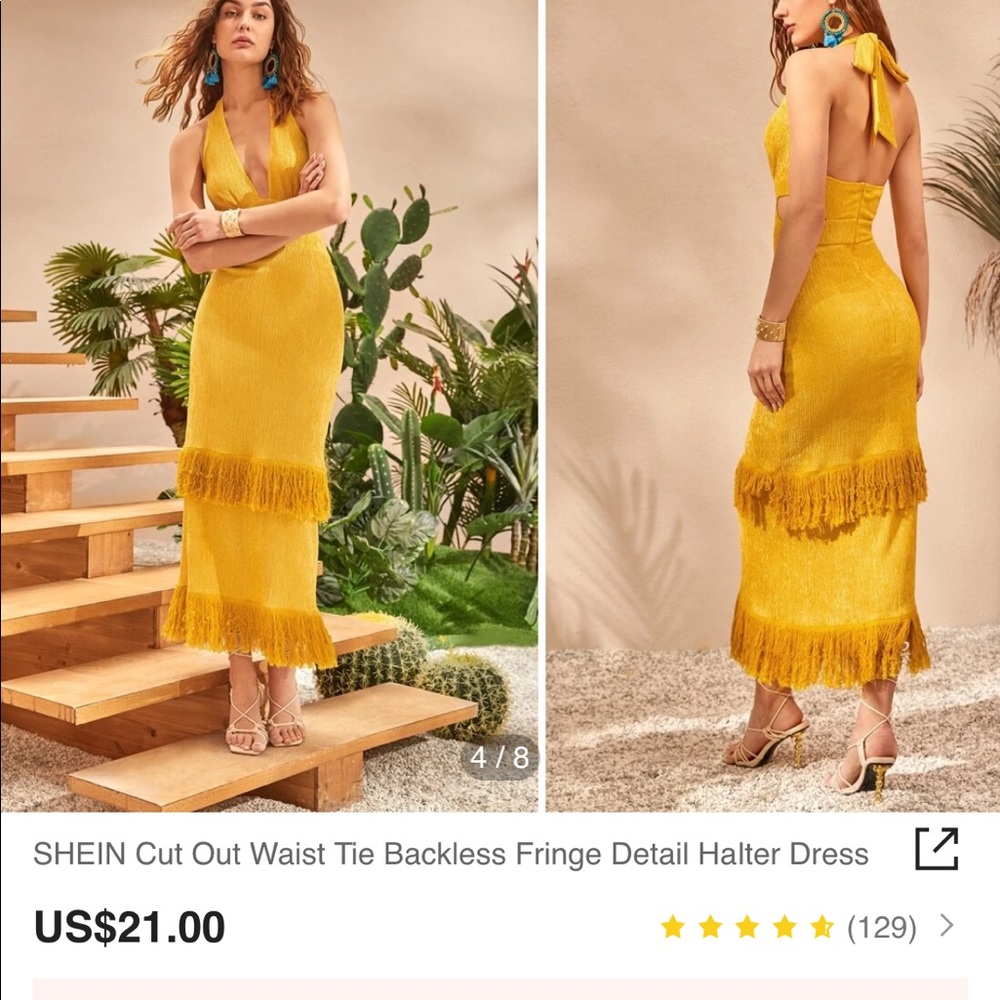 Yellow she-in fringe dress